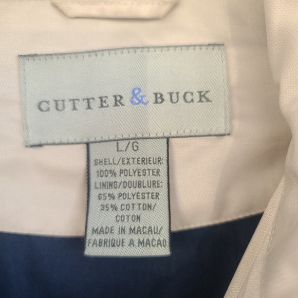 Men's Cutter & Buck 'Pebble Beach' Large Navy-Blue Lined CB Weathertech Zip Jack - Picture 11 of 11